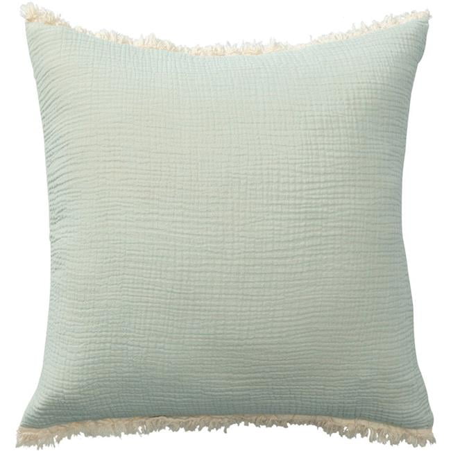 Mint Green Cotton Fringe Throw Pillow, 20 x 20 Inch