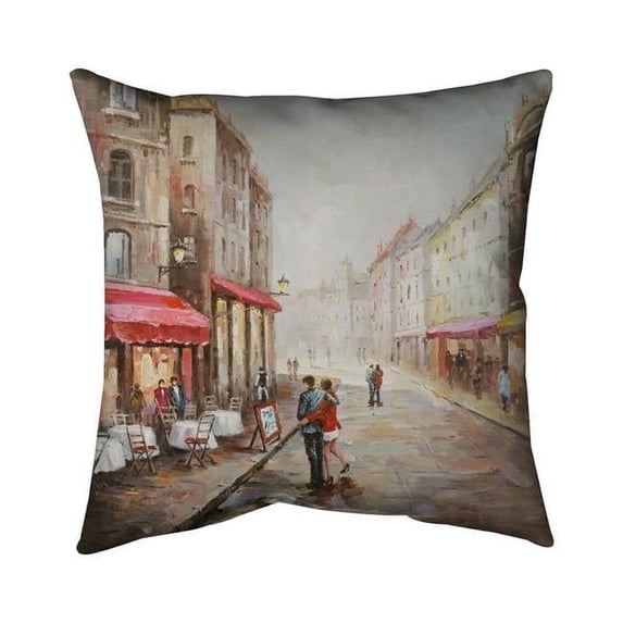 20 x 20 in. Couple Walking Near The Terrace-Double Sided Print Outdoor Pillow Cover