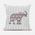 thumbnail image 1 of 20 x 20 in. Elephant Silhouette Duo Suede Zippered Pillow with Insert - White, Pink & Brown, 1 of 1