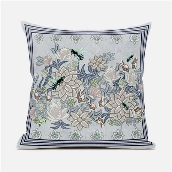 20 x 20 in. Honeybee on Flower Broadcloth Indoor & Outdoor Blown & Closed Pillow - Multi Color