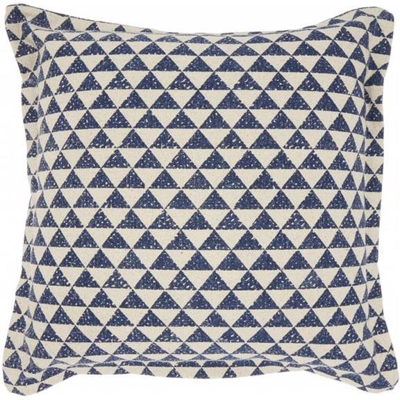 20 x 20 in. Indigo & Ivory Triangle Design Throw Pillow
