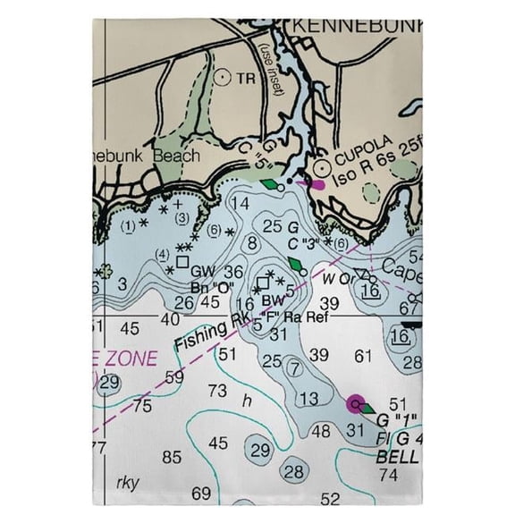 20 x 20 in. Kennebunckport, ME Nautical Map Guest Towel