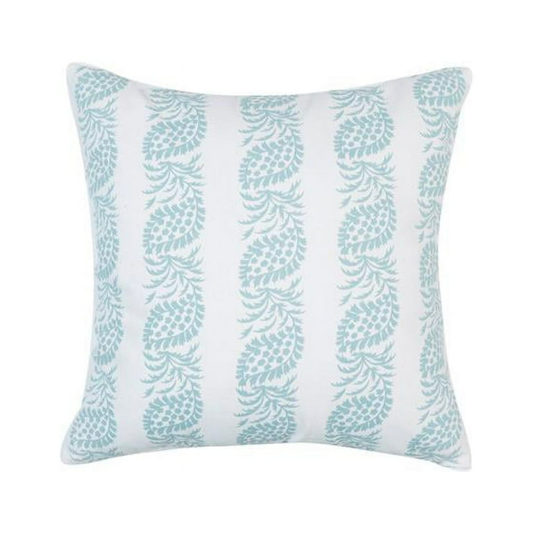 20 x 20 in. Michael Penney Block Print Pillow with Feather Down Insert Blue White