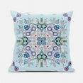 thumbnail image 1 of 20 x 20 in. Paisley Leaf Geo Duo Suede Blown & Closed Pillow - Light Blue, Green & Red, 1 of 1
