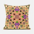 thumbnail image 1 of 20 x 20 in. Paisley Leaf Geo Duo Broadcloth Indoor & Outdoor Zippered Pillow - Beige, Purple & Green, 1 of 1