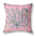thumbnail image 1 of 20 x 20 in. Pink Peacock Blown Seam Floral Indoor & Outdoor Throw Pillows, 1 of 1
