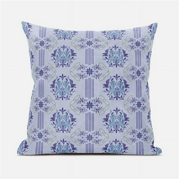 20 x 20 in. Seamless Damask Floral Broadcloth Indoor & Outdoor Blown & Closed Pillow - Grey & Purple