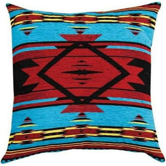 20 x 20 in. Southwest Flame Tapestry Throw Pillow, Blue