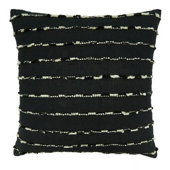 20 x 20 in. Stripe Design Throw Pillow with Poly Filling, Black