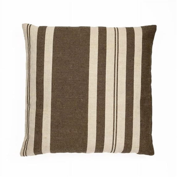 20 x 20 in. Striped Pillow with Feather & Down Insert, Dark Brown