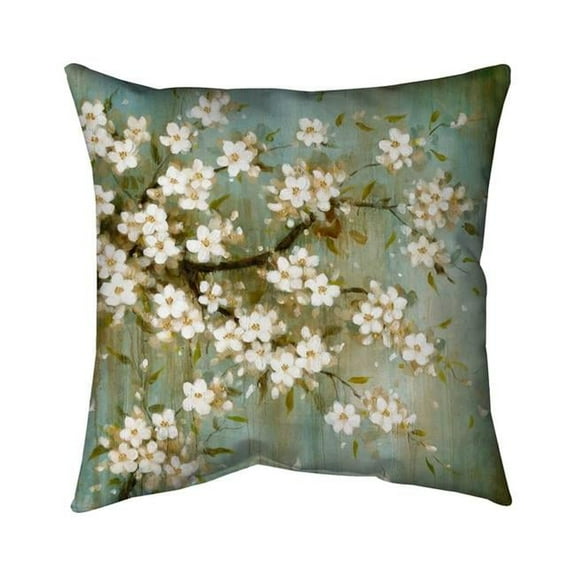 20 x 20 in. White Cherry Blossom-Double Sided Print Outdoor Pillow Cover