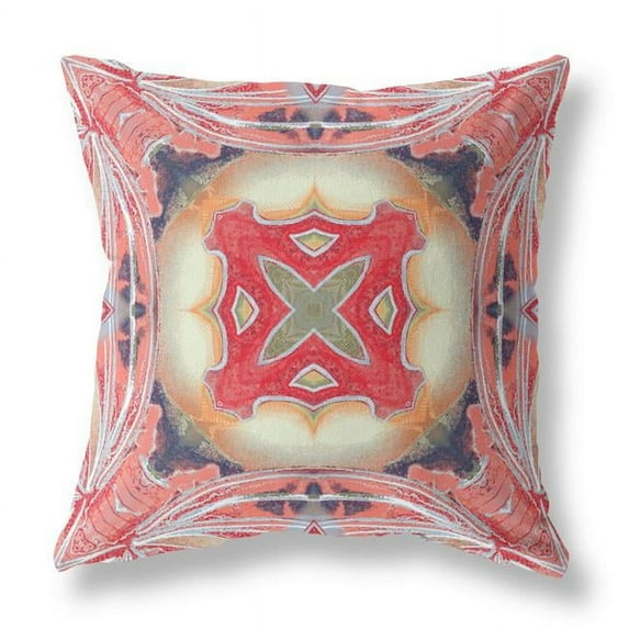 20 x 20 in. Zippered Broad Cloth Geometric Throw Pillow, Pink & Peach Red