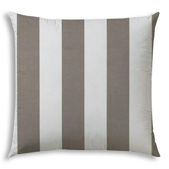20 x 20 in. Zippered Polyester Striped Throw Pillow Cover, Taupe & Ivory