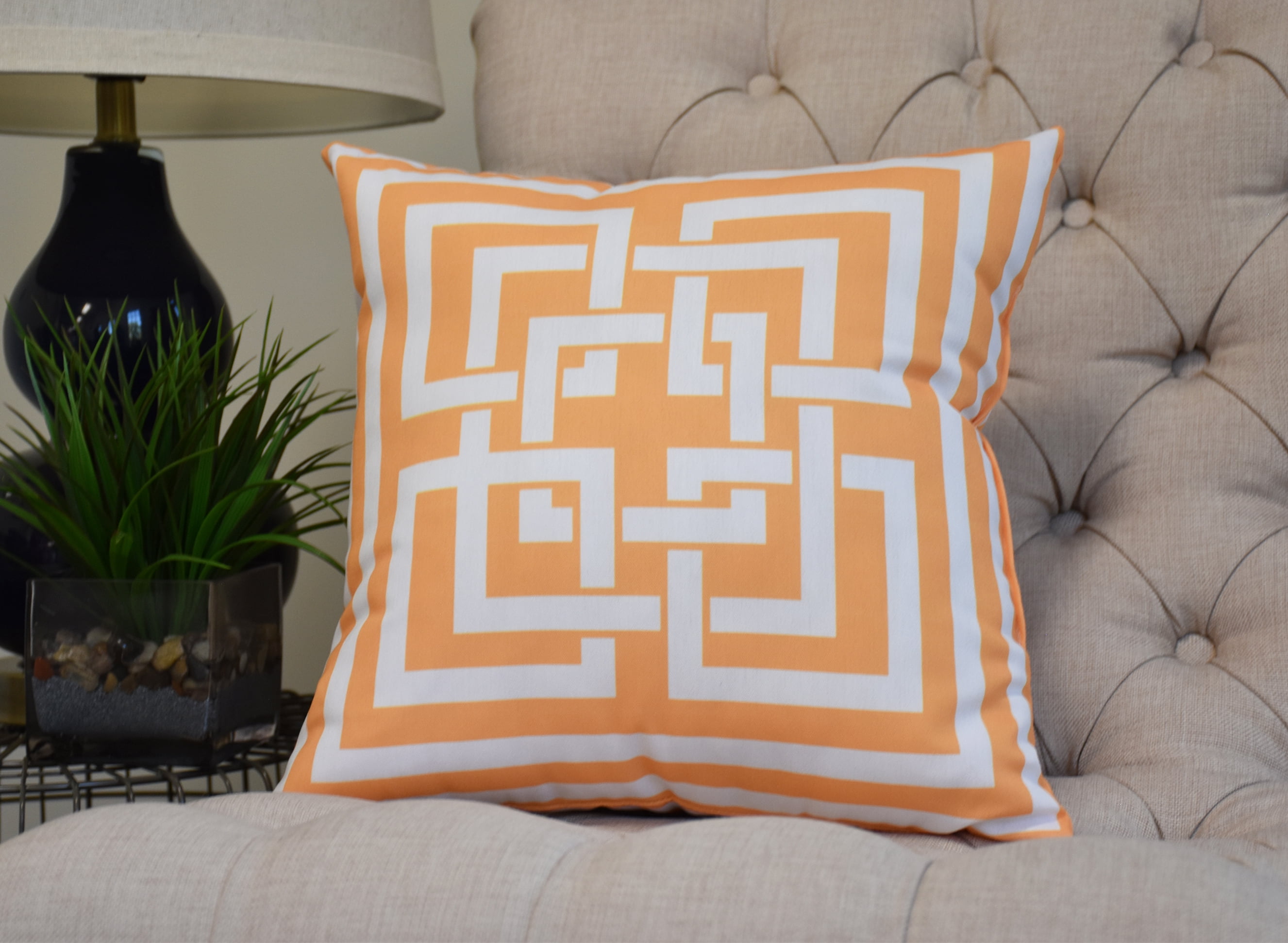 20 x 20 inch, Greek New Key, Geometric Print Pillow, Yellow