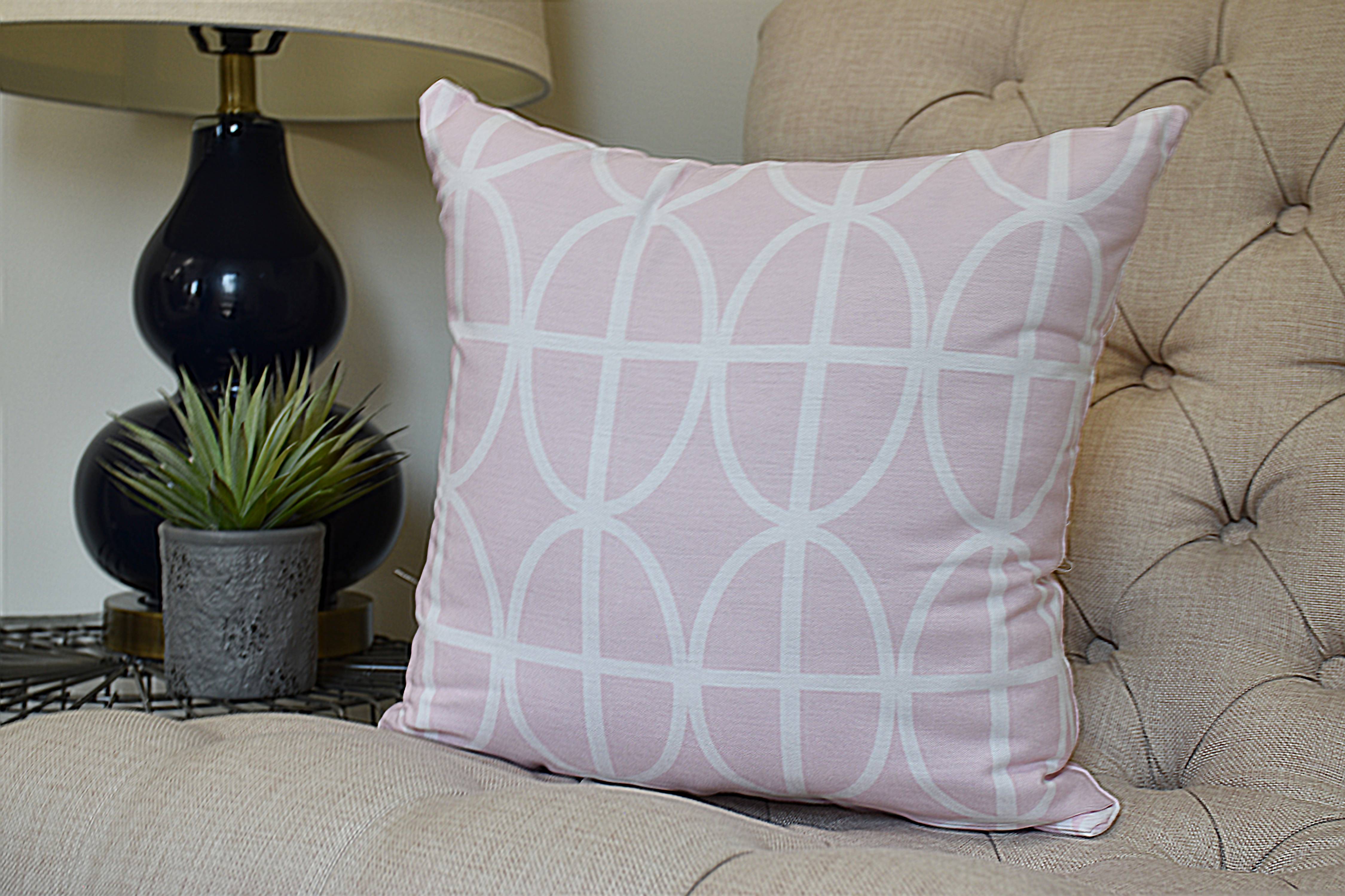20 x 20 inch, Ovals and Stripes Geometric Print Pillow, Pink