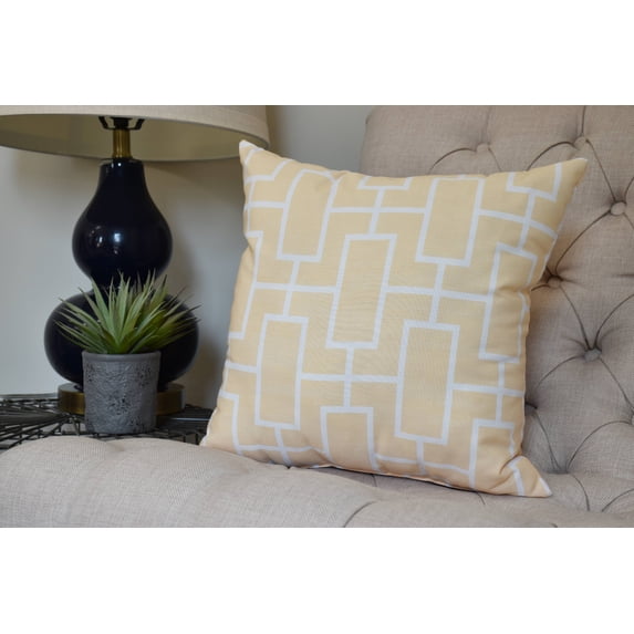 20 x 20 inch, Screen Lattice Geometric Print Pillow, Yellow