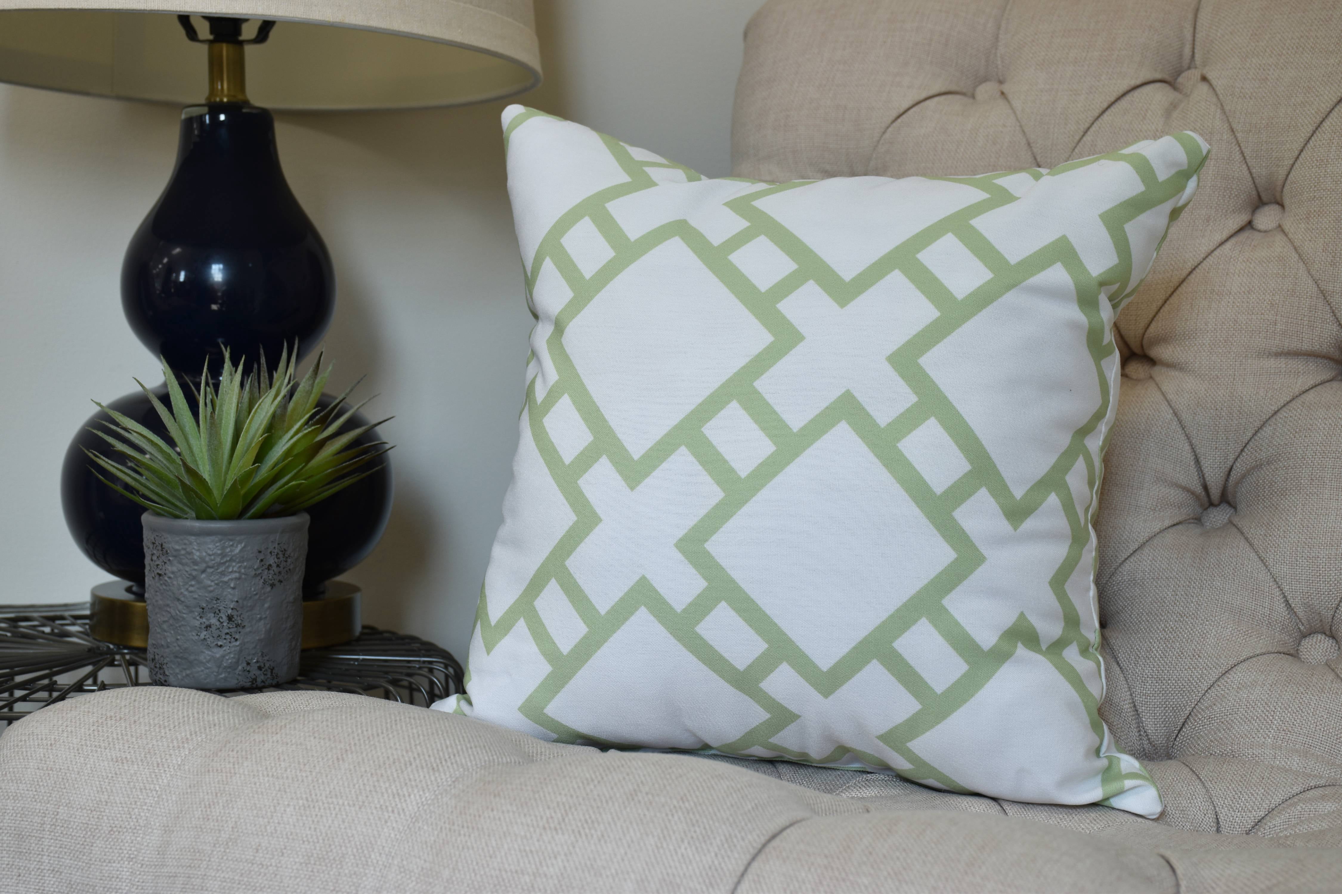 20 x 20 inch, Square in St. Louis Geometric Print Pillow, Green