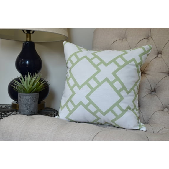 20 x 20 inch, Square in St. Louis Geometric Print Pillow, Green