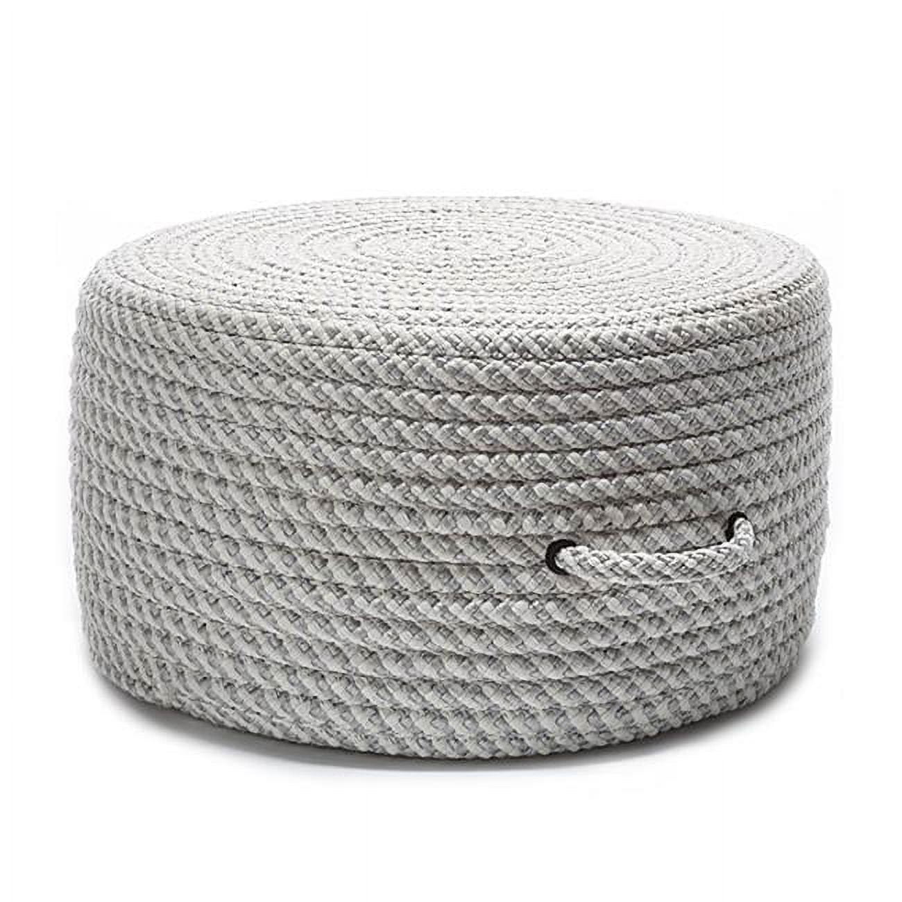 Colonial Mills Shadow White Braided Round Pouf 20"x20"x11"