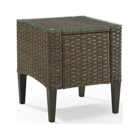 20 x 20 x 22.25 in. Rockport Outdoor Wicker Side Table, Light Brown