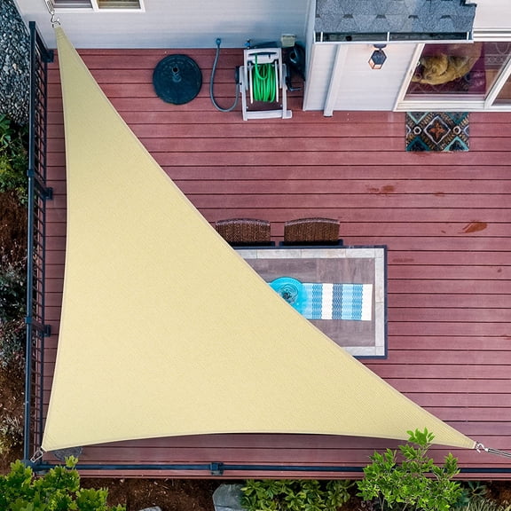 20' x 20' x 28.3' Beige Right Triangle Sun Shade Sail Canopy SMTAPRT20, Water Permeable & UV Block, Heavy Duty, Easy Install & Durable for Patio Garden Backyard - We Make Custom Sizes