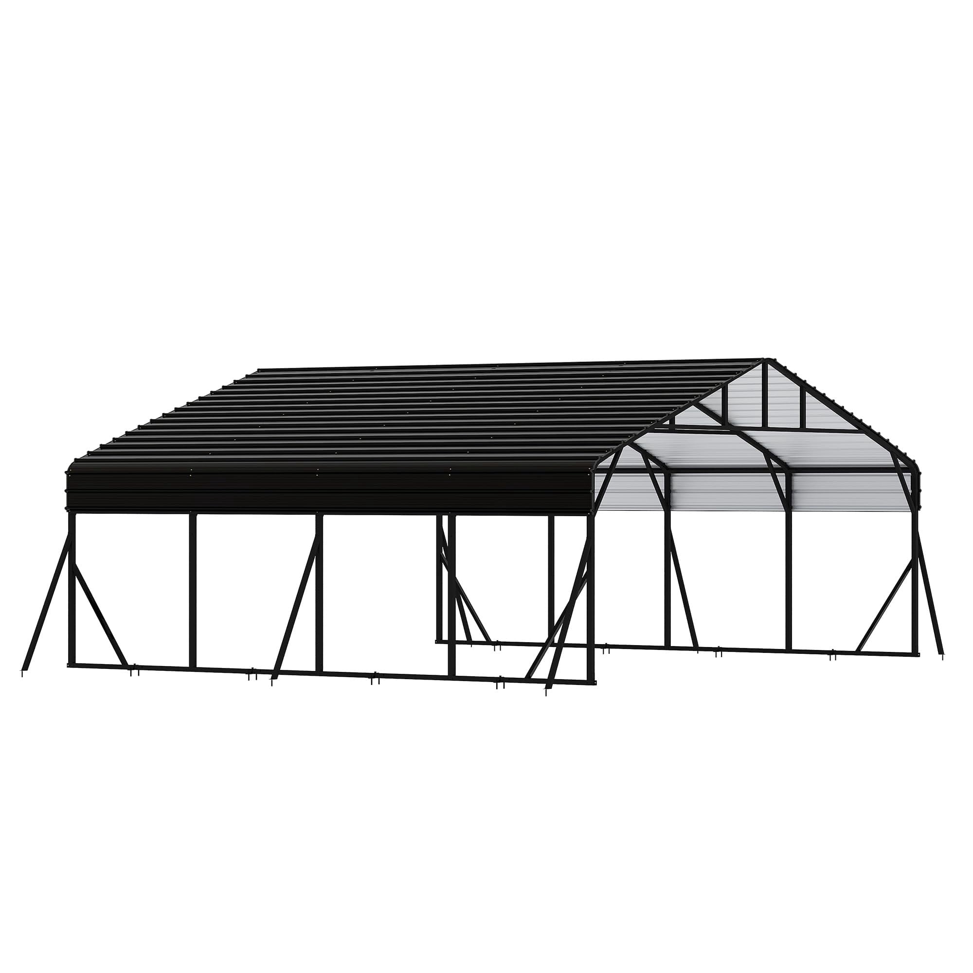 20' x 20' x 8.5' Heavy Duty Metal Carport with Galvanized Steel Roof, Steel Carport Kits Outdoor with Metal Roof, Galvanized Car Shelter for Tractors, Pickup, Boat, Car