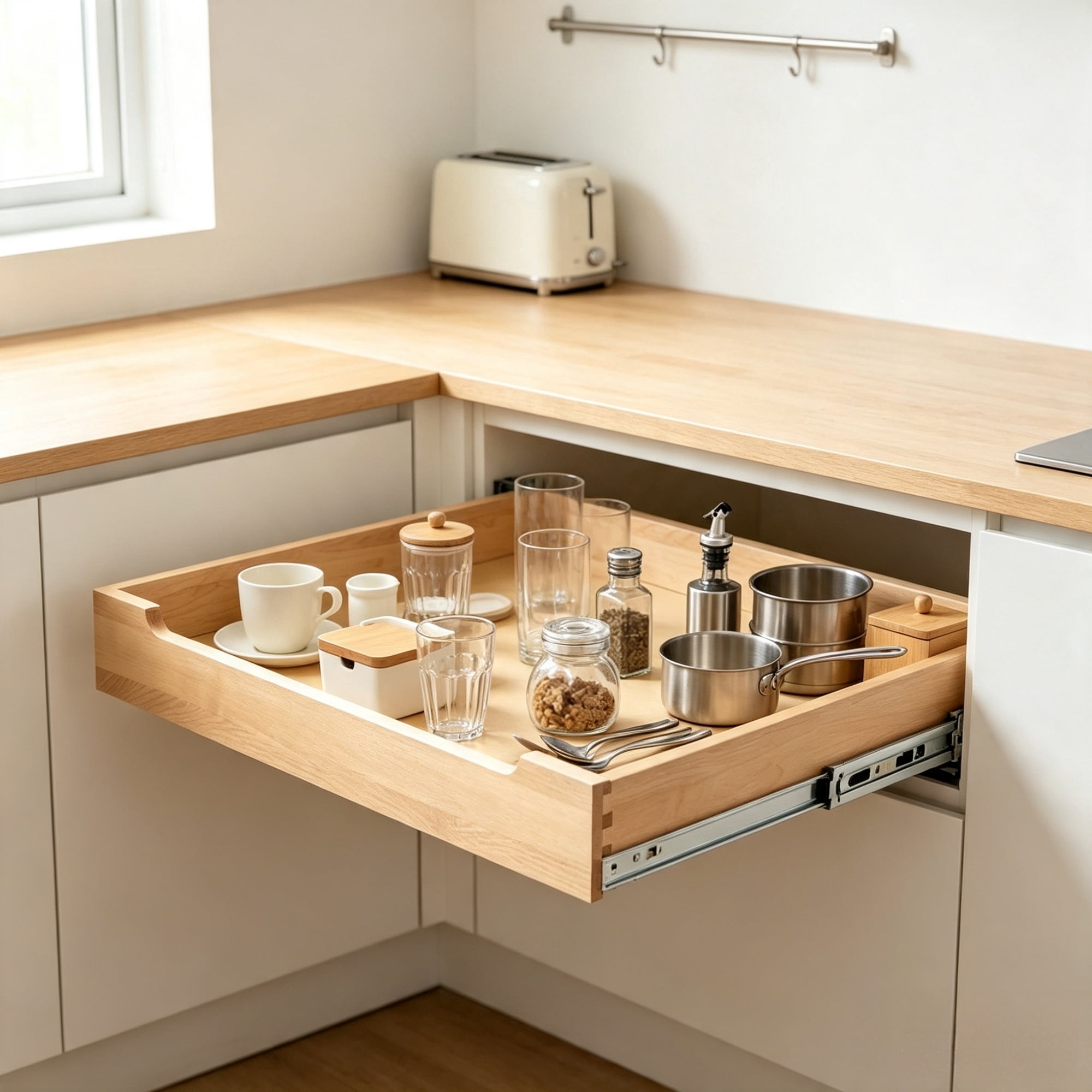 20" x 21" Pull Out Cabinet Organizer, Soft Close Slide Out Shelf for Kitchen & Bathroom Pantry