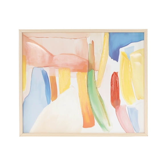 20" x 24" Abstract Framed Wall Art with Brushed Paint Strokes and Light Brown Frame, by DecMode