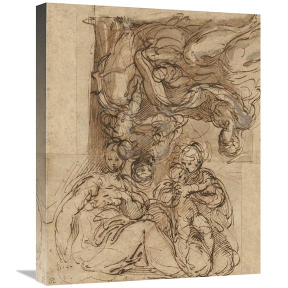 20 x 24 in. Two Studies for A Holy Family Art Print - Parmigianino