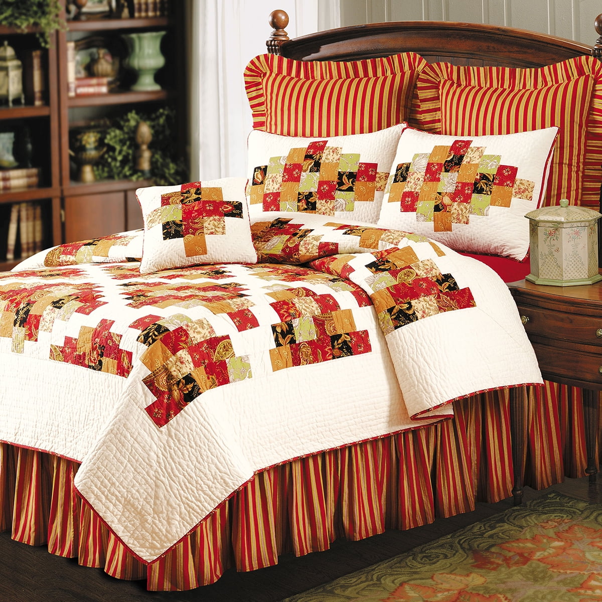 Colleen Patchwork Cotton Standard Sham with Multicolor Design