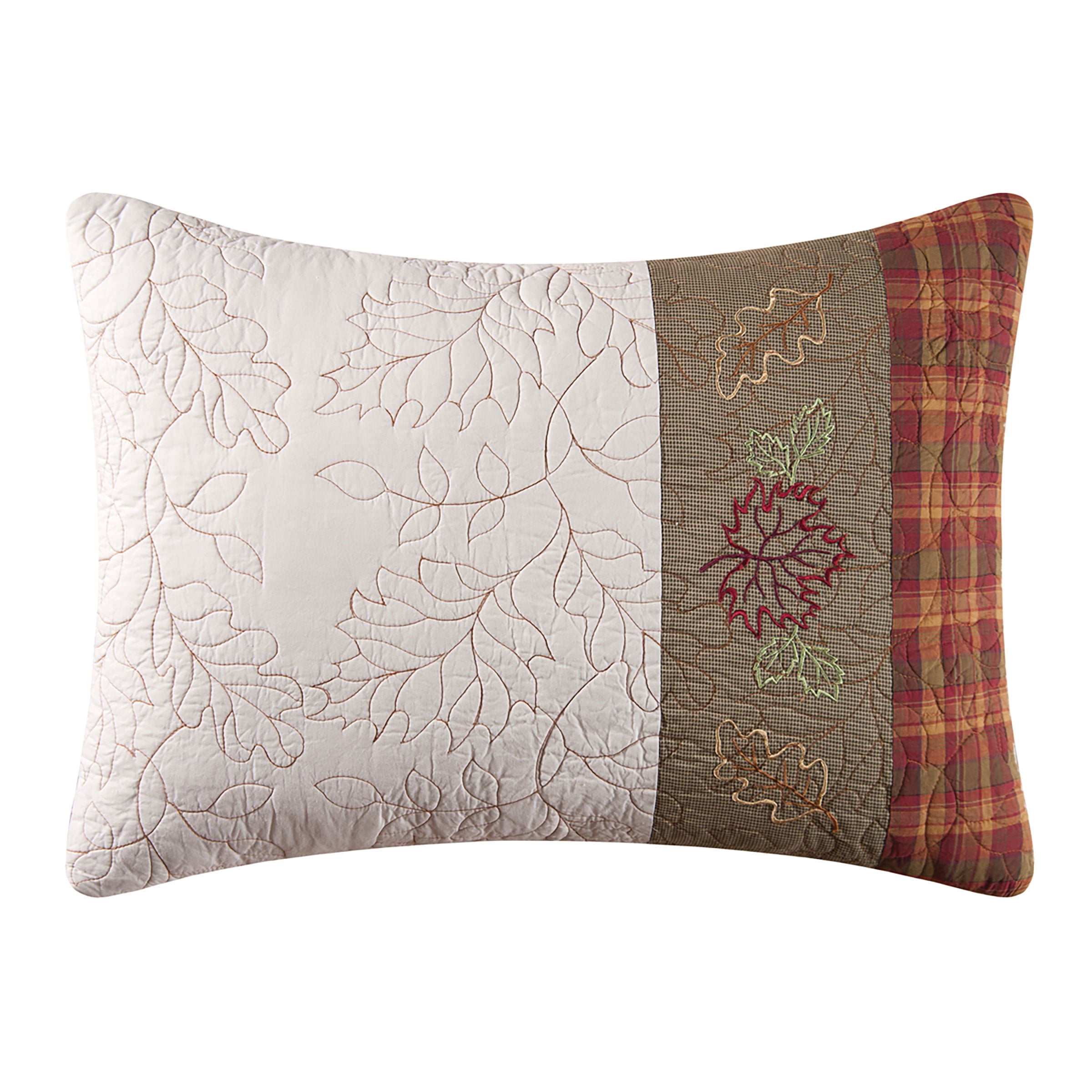 Hamden Embroidered Cotton Standard Sham with Autumn Leaves