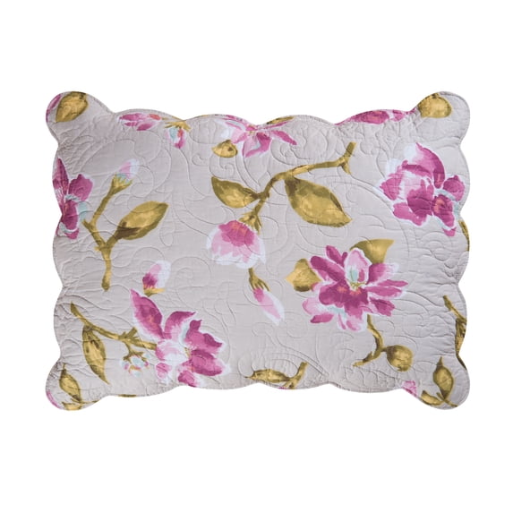 Liliann Purple Green Floral Cotton Standard Pillow Sham