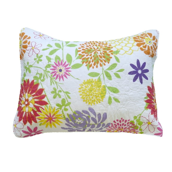 20" x 26" Lilly Yellow Purple Red Pink Floral Cotton Standard Sham - Machine Washable