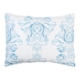 thumbnail image 1 of Veranda Blue Watercolor Damask 100% Cotton Standard Pillow Sham 20" x 26", 1 of 5