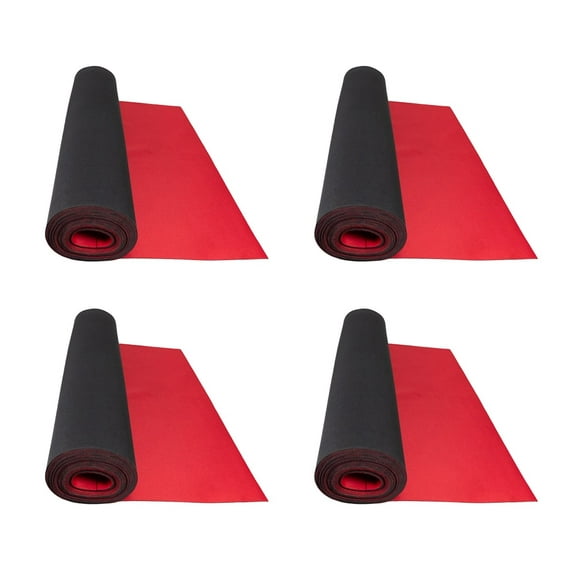 20' x 27" Red Neoprene Floor Runner, 4 Pack - Non Skid Bottom, Protect All Floor Surfaces - Reusable Floor Protector with Slip-Proof Surface