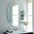 thumbnail image 1 of 20 x 28 Inch Frameless Oval Bathroom Mirror for Vanity, Beveled Edge White Wall Mirror with Pure Silver Backing, Beautiful and Simple Looking, 1 of 7