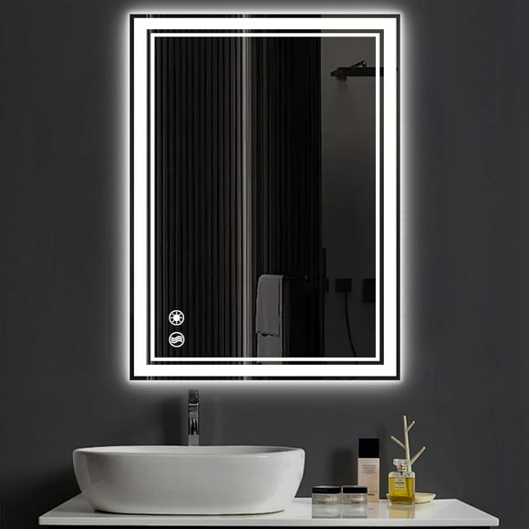 20 x 28'' LED Bathroom Mirror with Lights LED Mirror for Bathroom Brightness Anti-Fog 3 Colors Dimmable Bathroom Vanity Mirror Automatic Dimming Sensor Wall Mounted (Horizontal/Vertical)