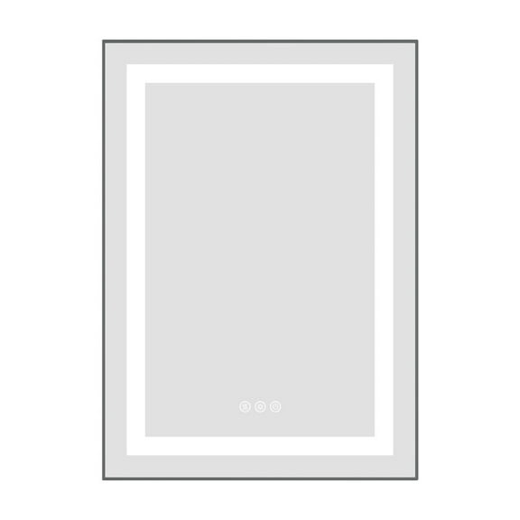 20" x 28" LED Bathroom Mirror with Front and Backlight, Wall Mounted Vanity Mirror with Aluminum Frame, Anti-Fog, Memory, 3 Colors, Stepless Dimmable