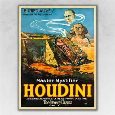 20" x 28" Master Mystifier Houdini Vintage Magic Poster Wall Art