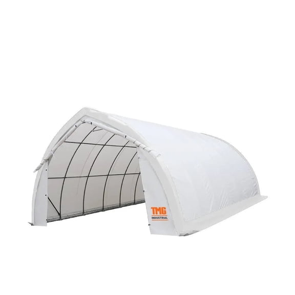 20' x 30' Arch Wall Peak Ceiling Storage Shelter with Heavy Duty 11 oz PE Cover & Drive Through Doors, TMG-ST2031P (Previously ST2030P)