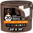 thumbnail image 1 of 20' x 30' Brown/White Ultra Heavy Duty Tarp - 20 Mil Tarps Heavy Duty Waterproof 20x30 - Extra Large Outdoor Tarp, Waterproof Tarp Cover for Rain Camping, Tent Tarp, UV Protection, Reinforced Corners, 1 of 8