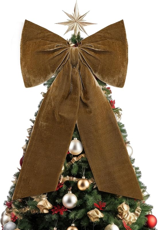 20 x 30 Inches Christmas Large Velvet Bows Christmas Tree Topper Decor ...