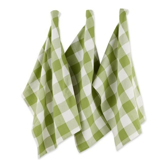 20 x 30 in. Antique Green Buffalo Check Dishtowel - Set of 3