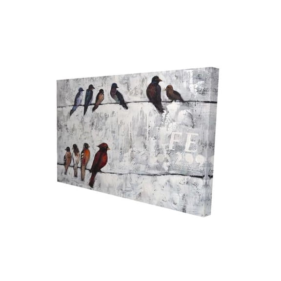 20 x 30 in. Colorful Birds on Branches-Print on Canvas