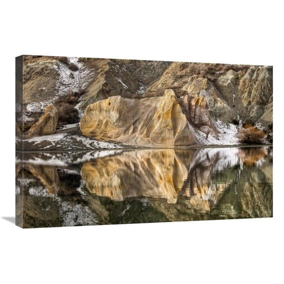 20 x 30 in. Reflections of Clay Cliffs in Blue Lake, St. Bathans, Central Otago, New Zealand Art Print - Colin Monteath