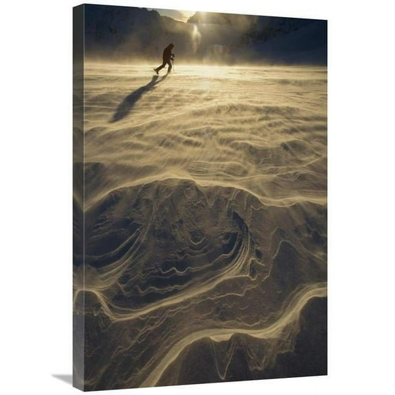 20 x 30 in. Skiier on Upper Tasman Glacier At Sunset, Mount Cook NP, New Zealand Art Print - Ned Norton