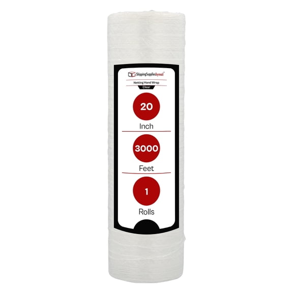 SSBM Neeting Hand Stretch Wrap 20" x 3000' 1 Roll Plastic Clear Film for Food Ventilation & Plant Packaging