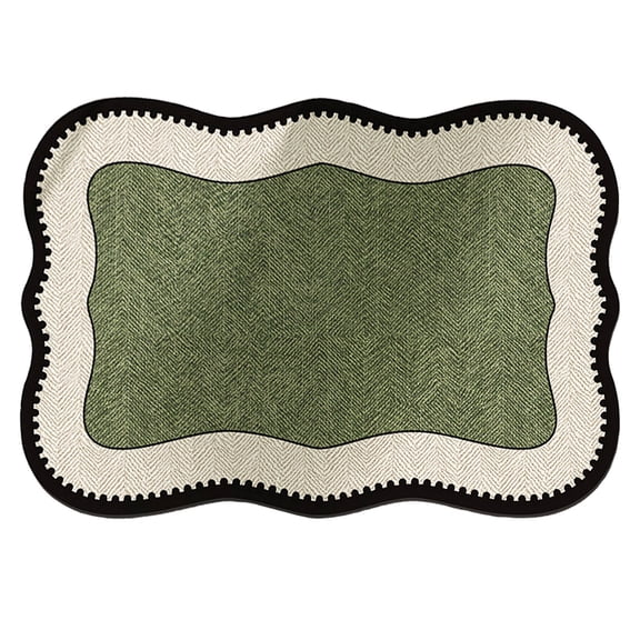20" x 31.5" Scalloped Bathroom Rug, Quick-Dry Absorbent Diatomite Mat, Non-Slip Wavy Edge Floor Carpet for Kitchen, Laundry, Entryway, Easy Clean, 1 Rug