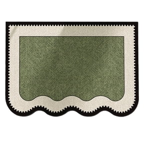 20" x 31.5" Scalloped Bathroom Rug, Quick-Dry Absorbent Diatomite Mat, Non-Slip Wavy Edge Floor Carpet for Kitchen, Laundry, Entryway, Easy Clean, 1 Rug