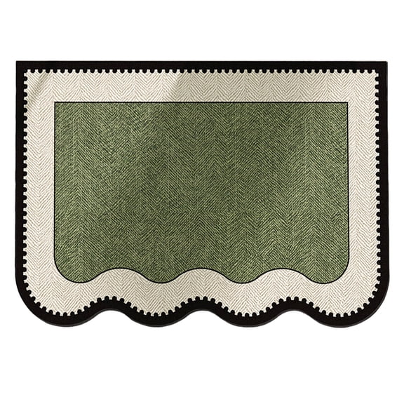 20" x 31.5" Scalloped Bathroom Rug, Quick-Dry Absorbent Diatomite Mat, Non-Slip Wavy Edge Floor Carpet for Kitchen, Laundry, Entryway, Easy Clean, 1 Rug